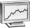 A monitor with a stock chart on it